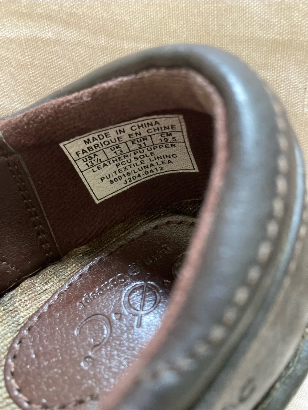 b.o.c. Brown Leather Mary Jane Shoes with Floral Tread